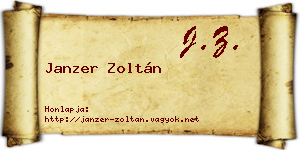 Janzer Zoltán névjegykártya